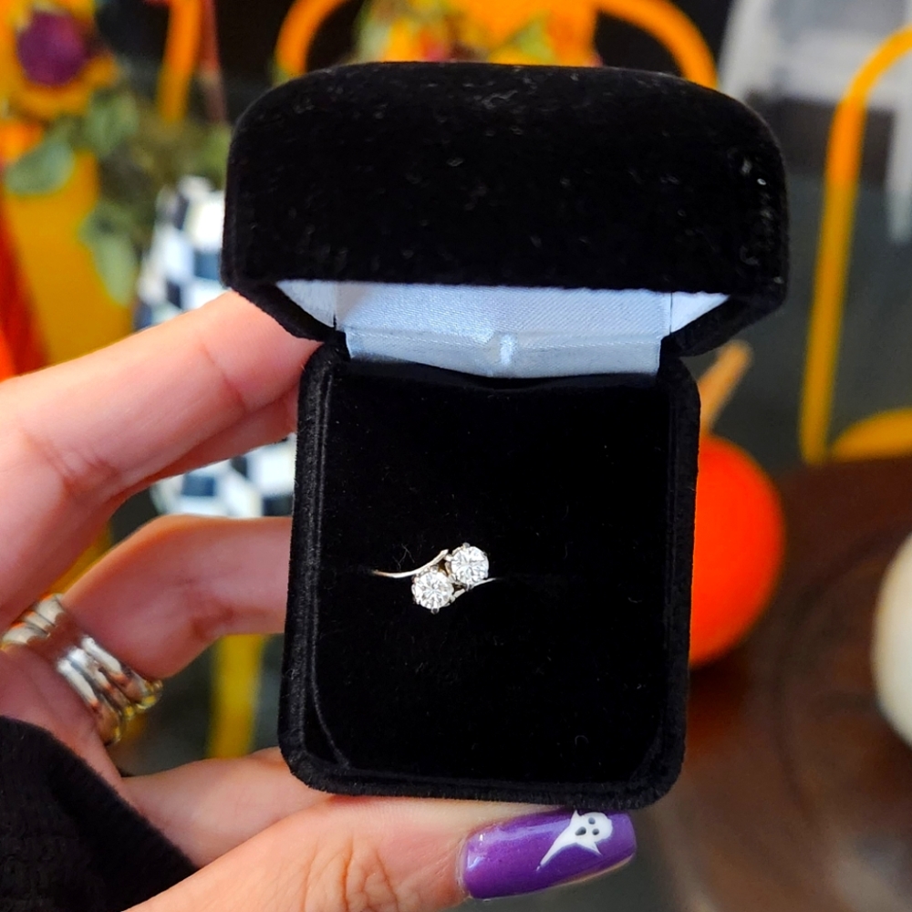 White Gold Diamond Toi Et Moi Ring